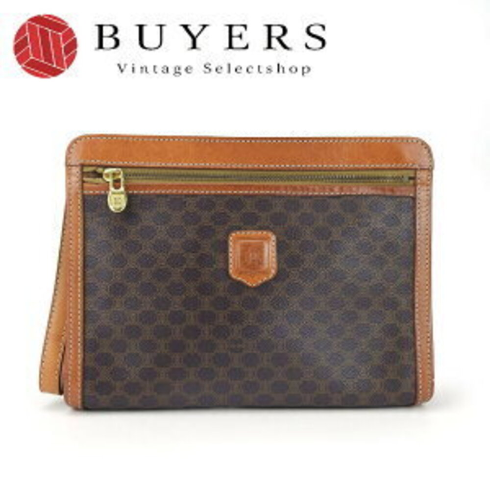 Celine Shoulder Bag Leather Brown Macadam